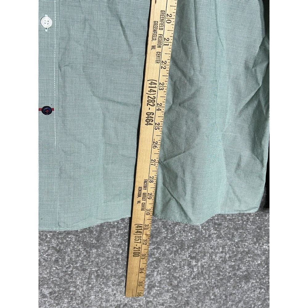 Tommy Hilfiger Shirt Mens Size 18 Slim Fit Button Up‎ Green Mini Check Cotton - Picture 9 of 10